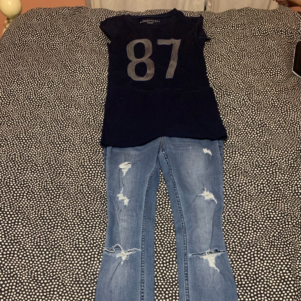 Hollister jeans and aero tee shirt